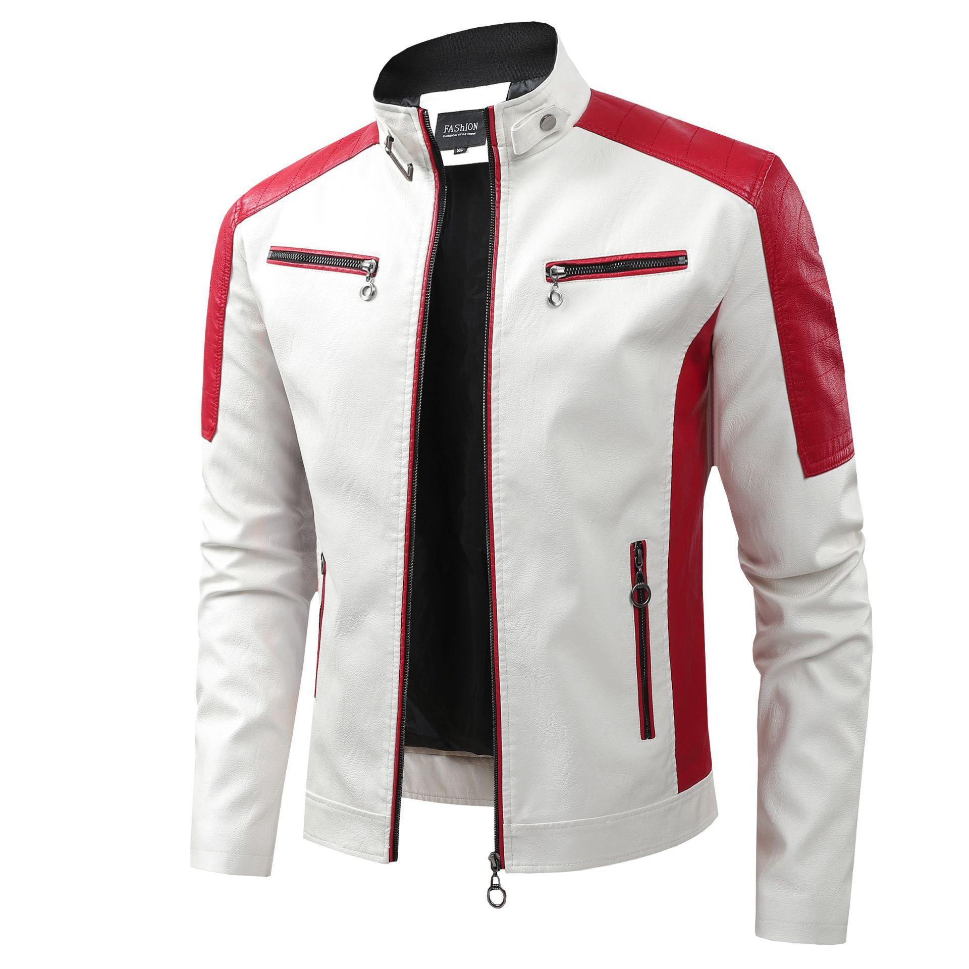 2025 men's new color insert fashion British leisure locomotive PU leather coat men's foreign trade cross-border supply