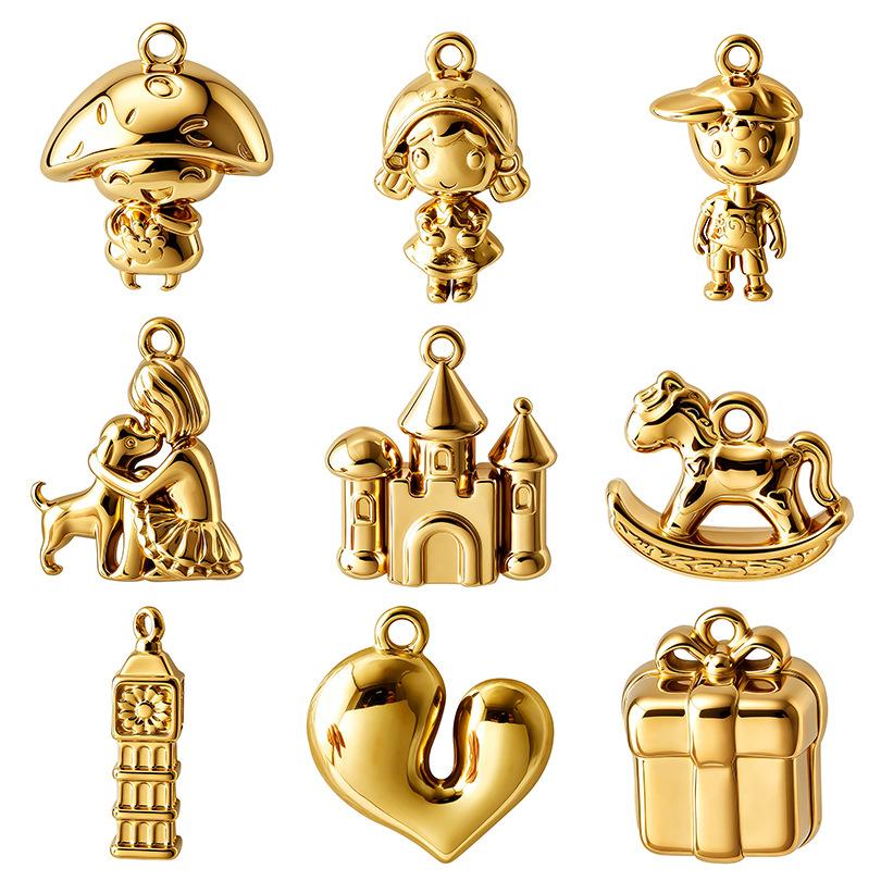 316 stainless steel heart-shaped pendant, 3D three-dimensional charm, handmade DIY jewelry, necklace and earring accessories