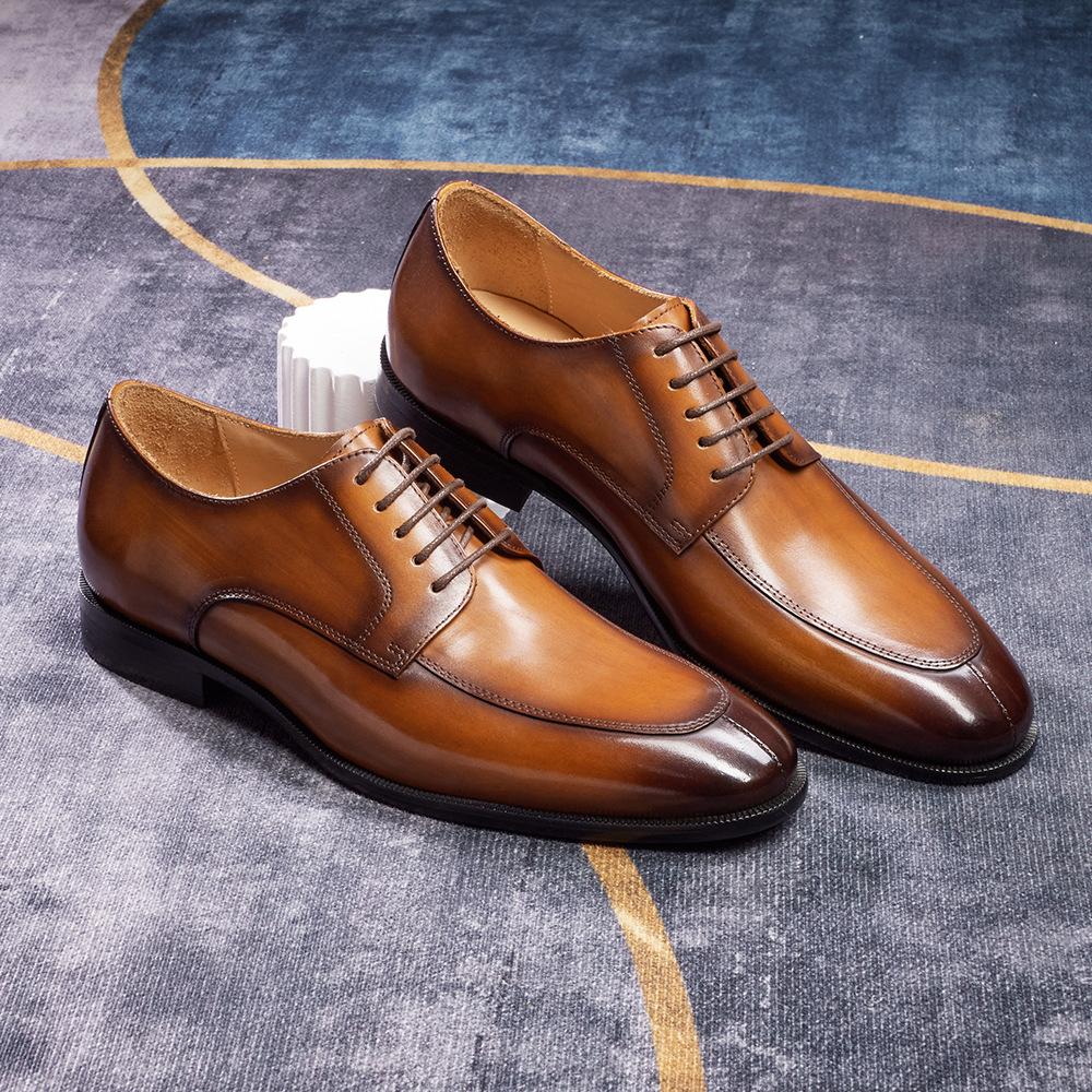 Imported calf leather low-top lace-up men's business formal leather shoes, derby shoes, business Japanese-style suit leather shoes for men
