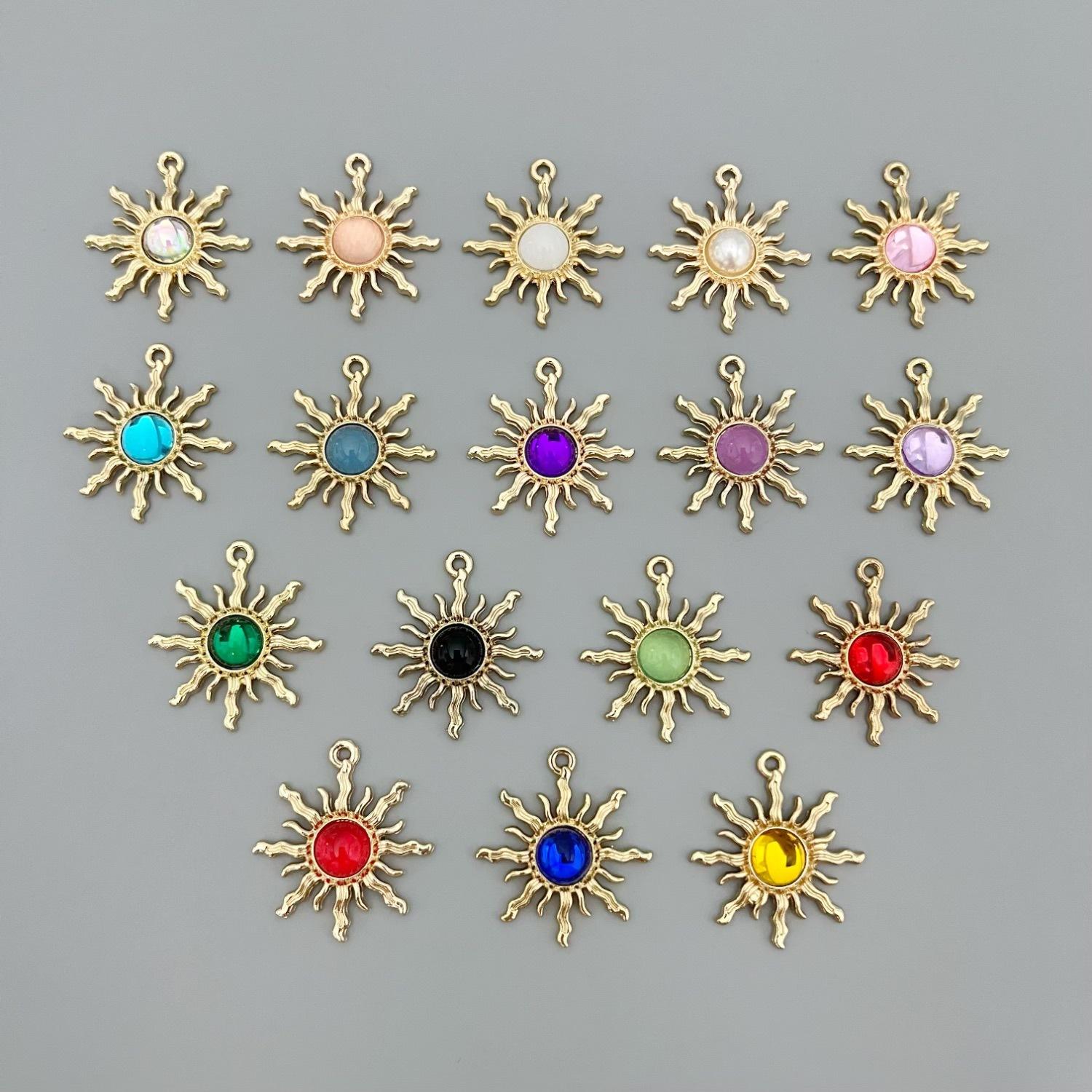 DIY Alloy Jewelry Baroque Water Transparent Series Gemstone Sunflower Pendant Earrings Necklace Keychain Pendant