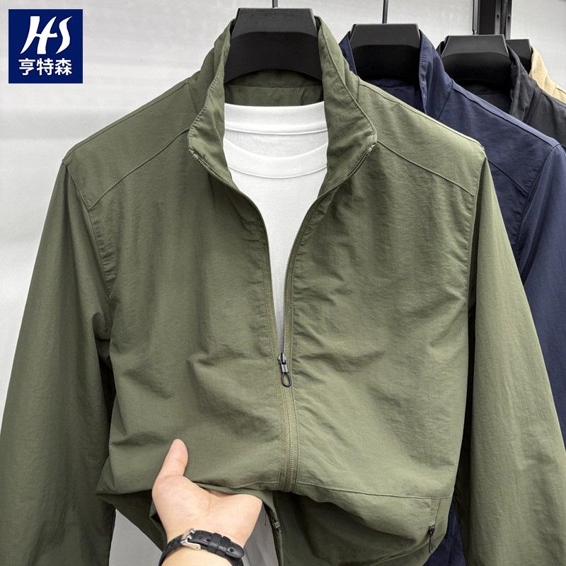 Cross-Border Men's Outdoor Commuting Jacket Men's Autumn New Style Stand-Up Collar Zipper Solid Color Casual Windproof Jacket for Men