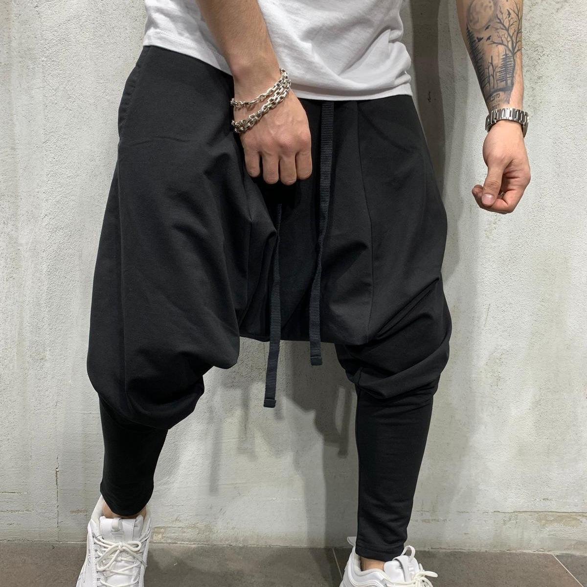 2022 Men's New Hip-hop Trendy Trousers European and American Loose Solid Color Foot Street Sports Casual Hallen Pants