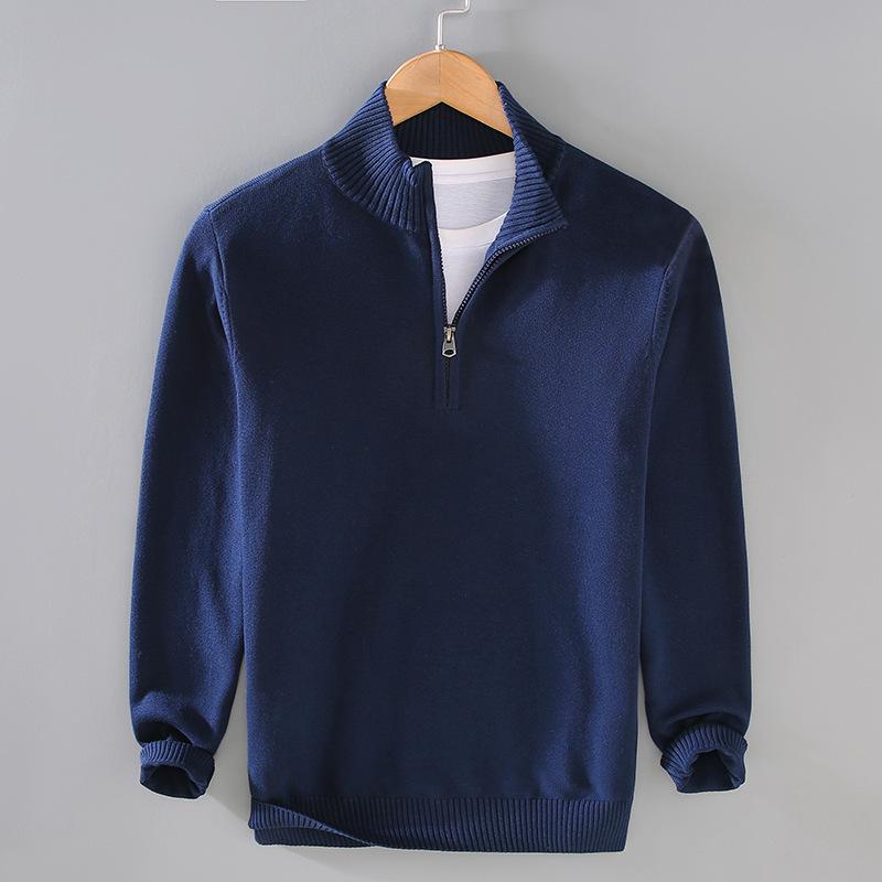 Foreign trade autumn and winter plus size men's zipper half turtleneck sweater men's pullover sweater Korean casual long sleeve sweater