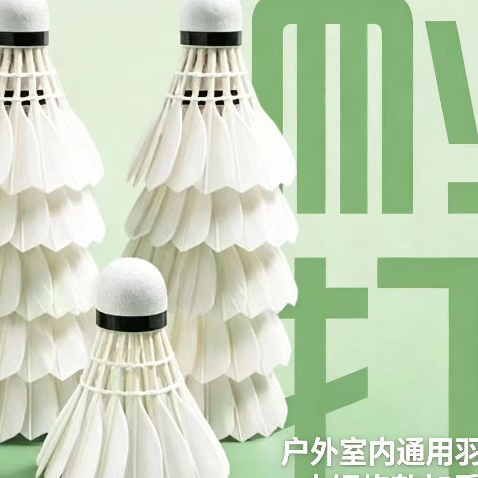 Badminton Goose Feather Shuttlecocks, Pack of 12, Durable and Wind-Resistant, Suitable for Competition and Training, Stable Outdoor Training Balls, Professional Nylon