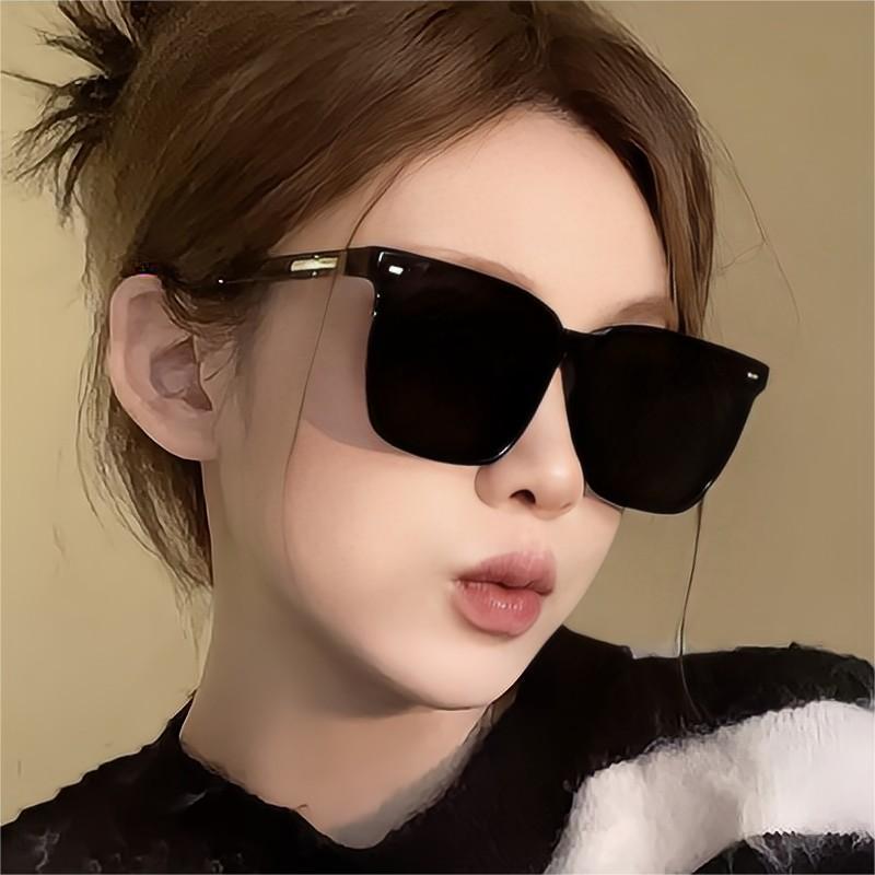 New Style Cyber Celebrous Black Frame Sunglasses Women's Big Face Slimming Sunshade Sunglasses Men's Fashionable Trendy Cat's Eye Sunglasses