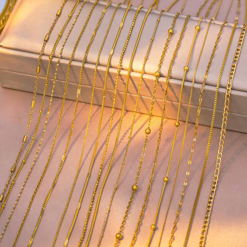 Fashionable Versatile Cross Chain Lip Chain Titanium Steel Necklace Basic Plain Chain Steel Accessory