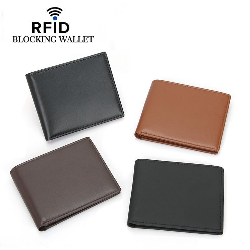 Russian cross-border leather men's wallet wholesale new hot RFID anti-theft brush multi-color short money clip
