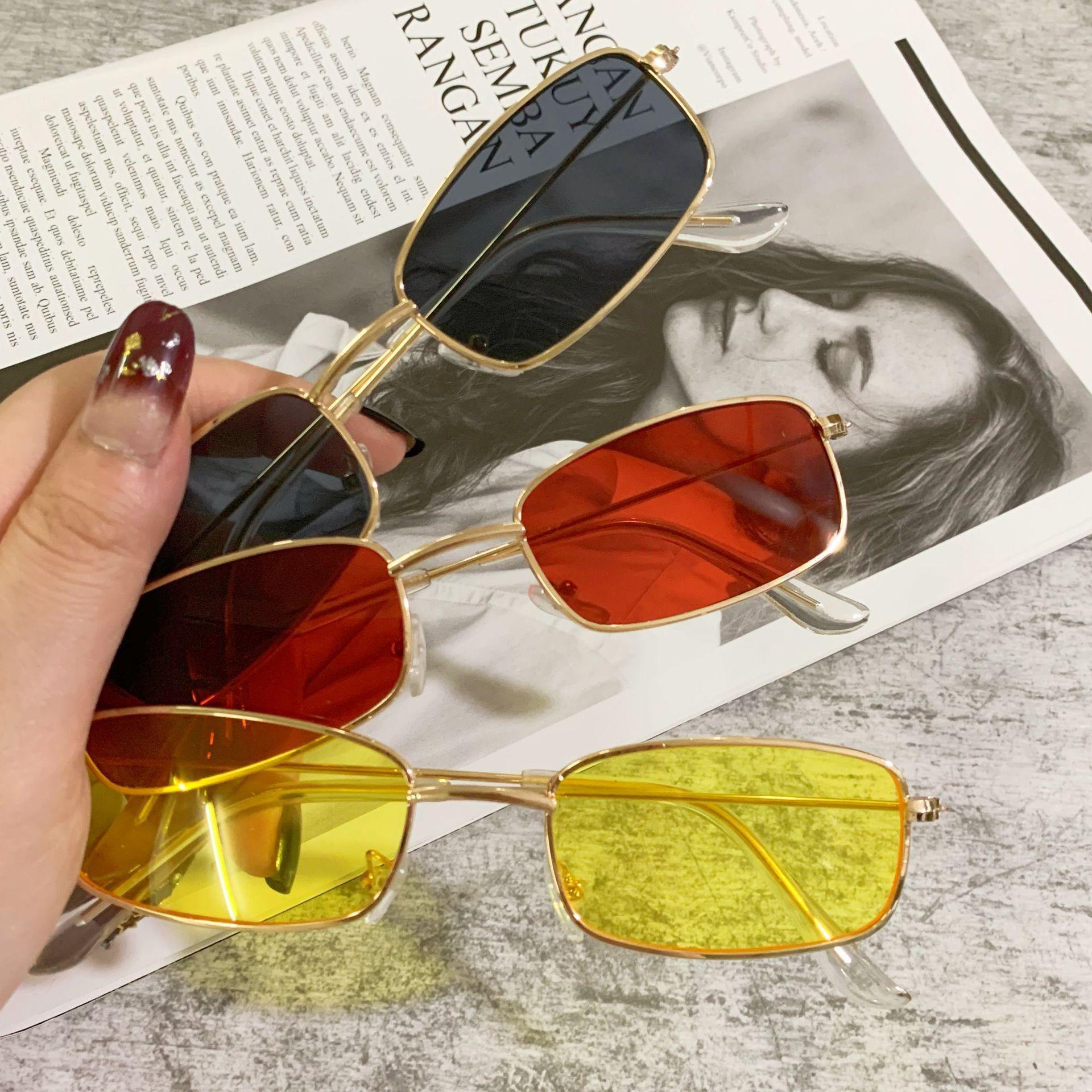 Sunglasses with Small Frames, Metal Frames, Square Sunglasses, Same Style Sunglasses Wholesale 361 Artistic Retro