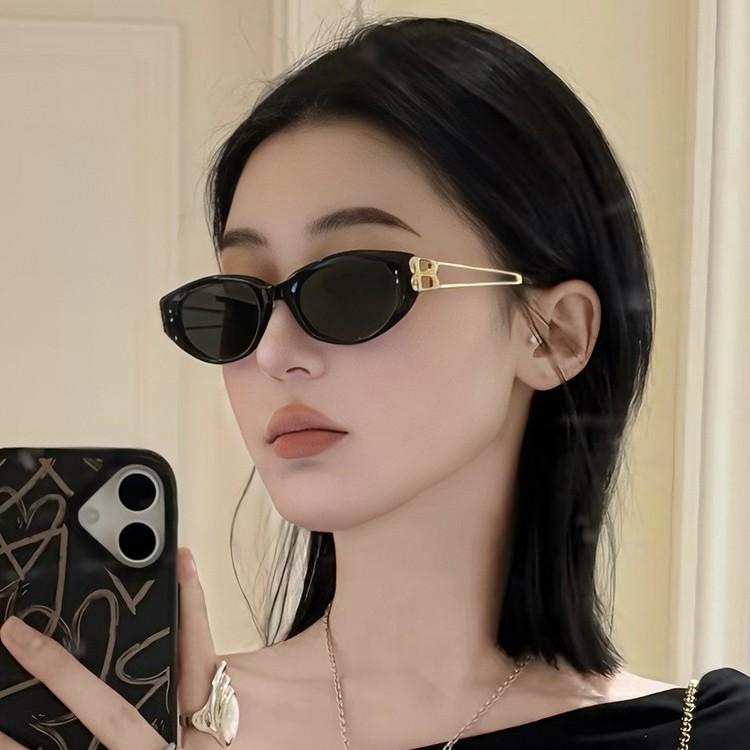 Jennie 2025 New Metal Leg Cat Eye Sunglasses Women's High-end Fashion Polarized Sunglasses Trendy