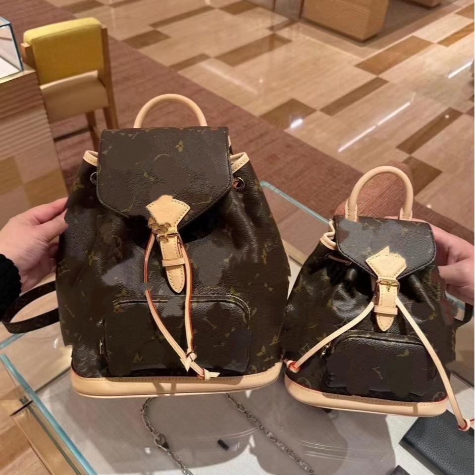 Donkey House Bags New Women's Backpack Chain Double Strap Genuine Leather Backpack Fashionable High-Quality Shoulder Bag for Women