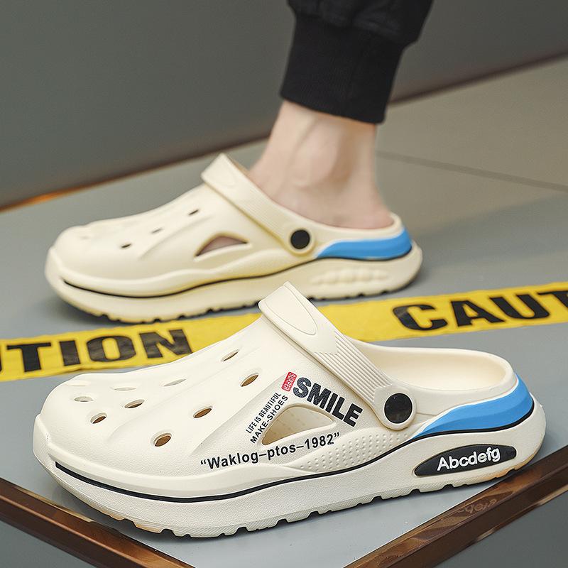 Croc-Style Summer Dual-Use Sandals for Men, Outdoor Wear, Thick-Soled, High-Quality, Large Size Men's Sandals