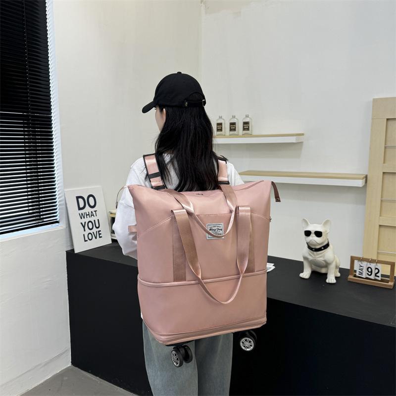 Travel Bag Double Shoulder Universal Wheel Large Capacity Duffel Bag Student Expandable Short Distance Fashion Dry and Wet Separate Storage Bag
