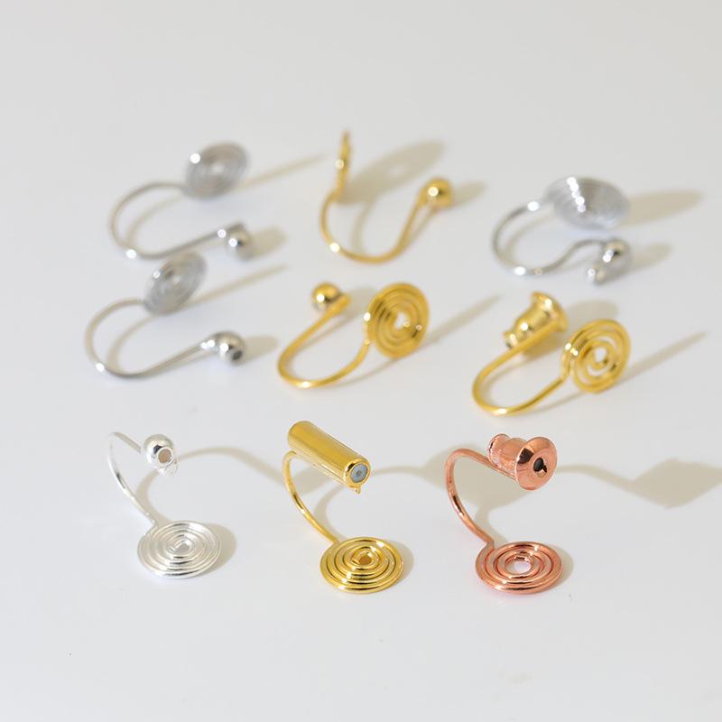 Ear Stud to Ear Clip Converter Mosquito Incense Plate Ear Clip Painless Ear Holes Earrings 18K Gold Color Diy Earrings Accessories