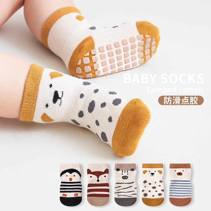 Spring and Autumn Floor Socks for Babies, Non-Slip Children's Floor Socks, Baby Walking Socks, Class a Mid-Tube Cotton Socks