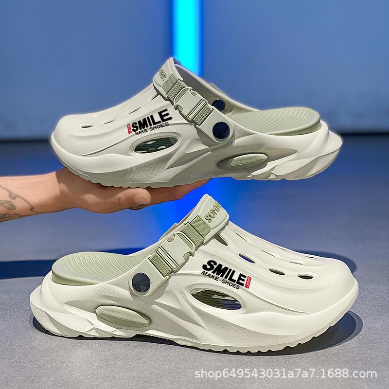 Men's New Outdoor Beach Vacation All-match Thick Bottom High Elastic EVA Couple's College Indoor Non-slip Driving Hole Shoes