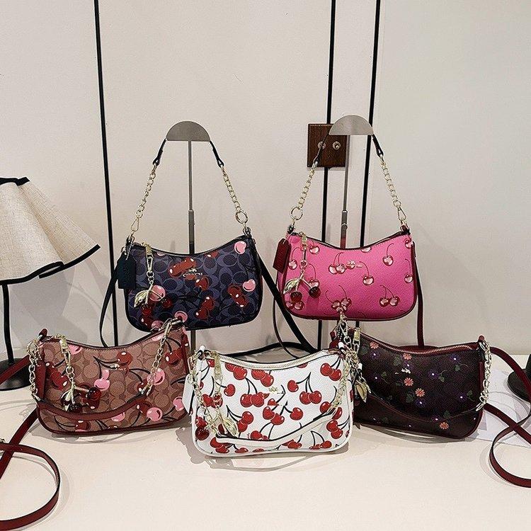 2025 New Bags Koujia Women's Bag European and American Fashion Small Square Bag Shoulder Handbag Cross-Border Cherry Armpit Bag for Women