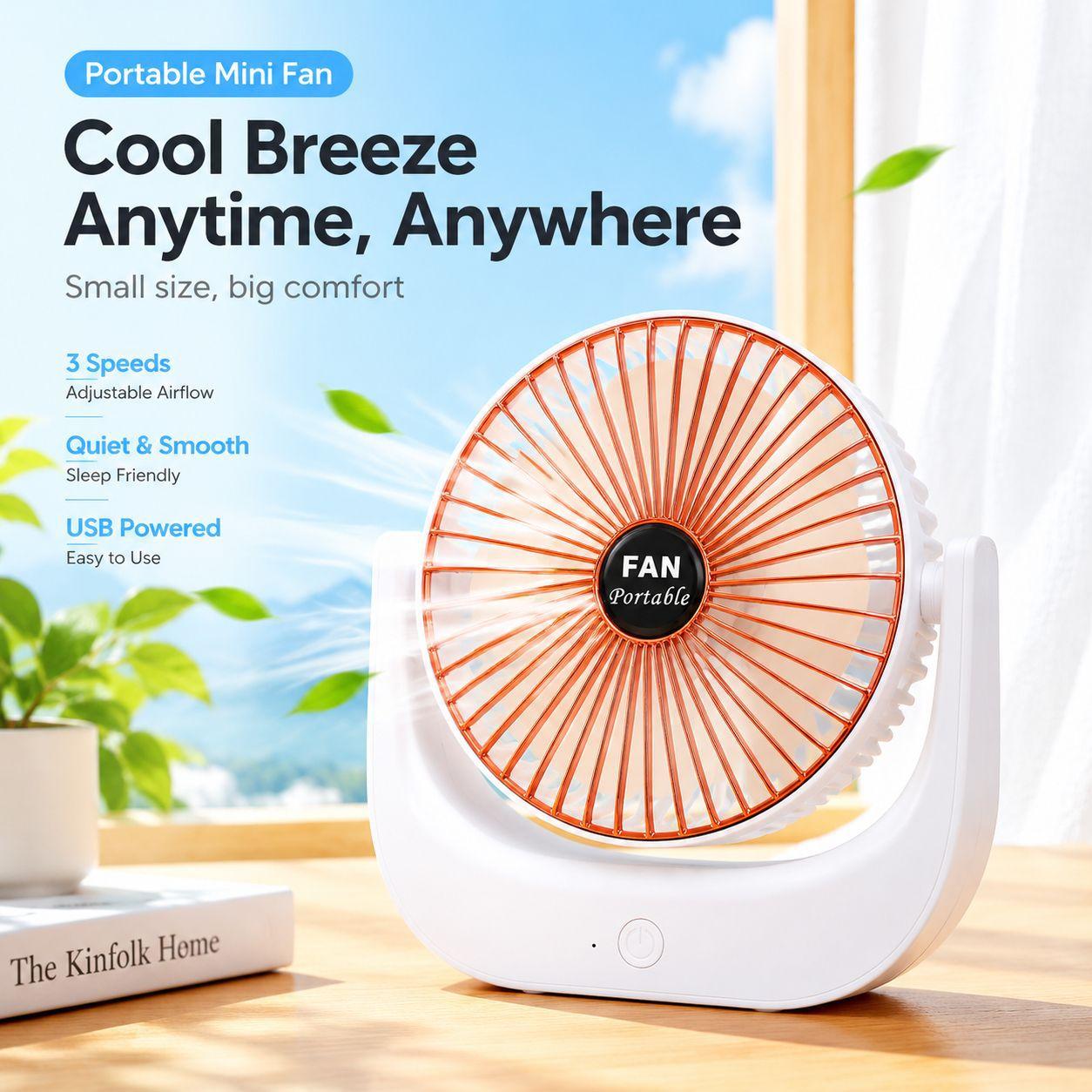 2023 desktop mini fan USB charging small fan desktop office home air circulation fan U-shaped