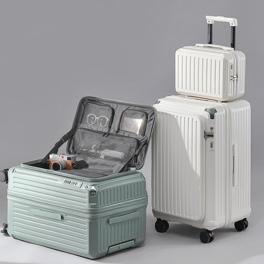 2026 Side-Opening Suitcase 28inch Extra-Large Capacity Thickened Trolley Case Five-Wheel Travel Suitcase Expandable Password Lock Suitcase