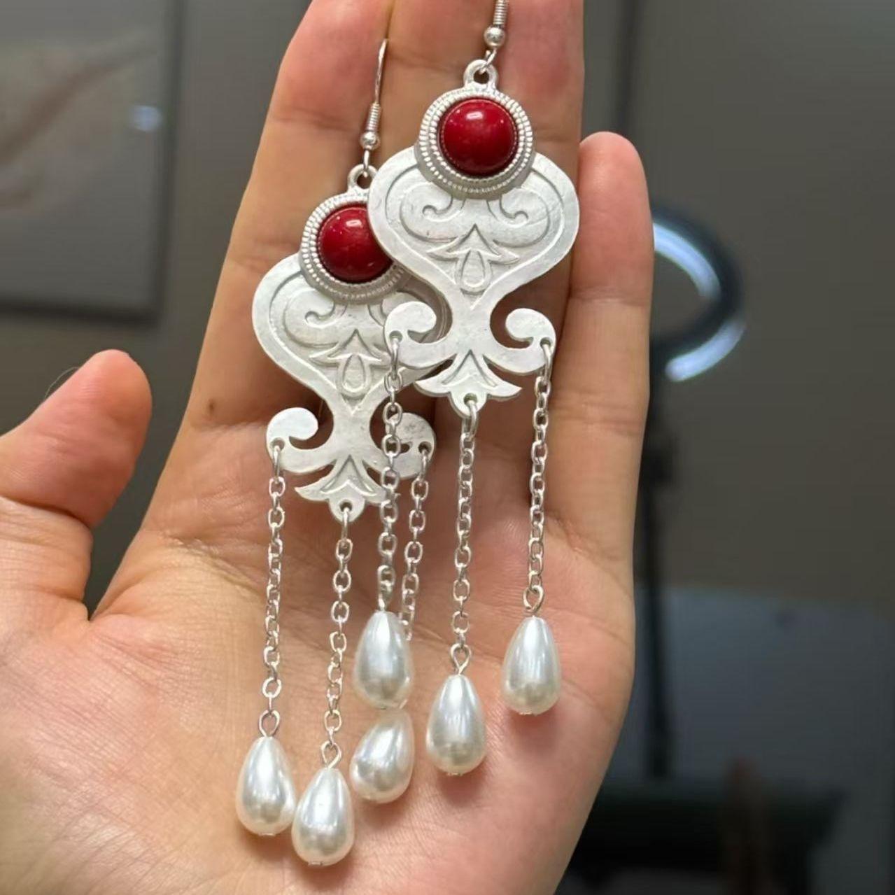 Ethnic Style Earrings for Women 2026 New Style Kazakh Bride Wedding Essential Accessories Retro Nomadic Style Earrings