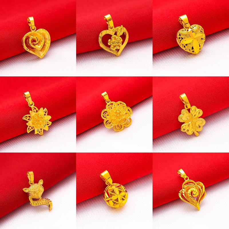 Copper gold-plated Lou empty transfer bead pendant female Vietnam sand gold necklace water wave chain live spell more jewelry wholesale