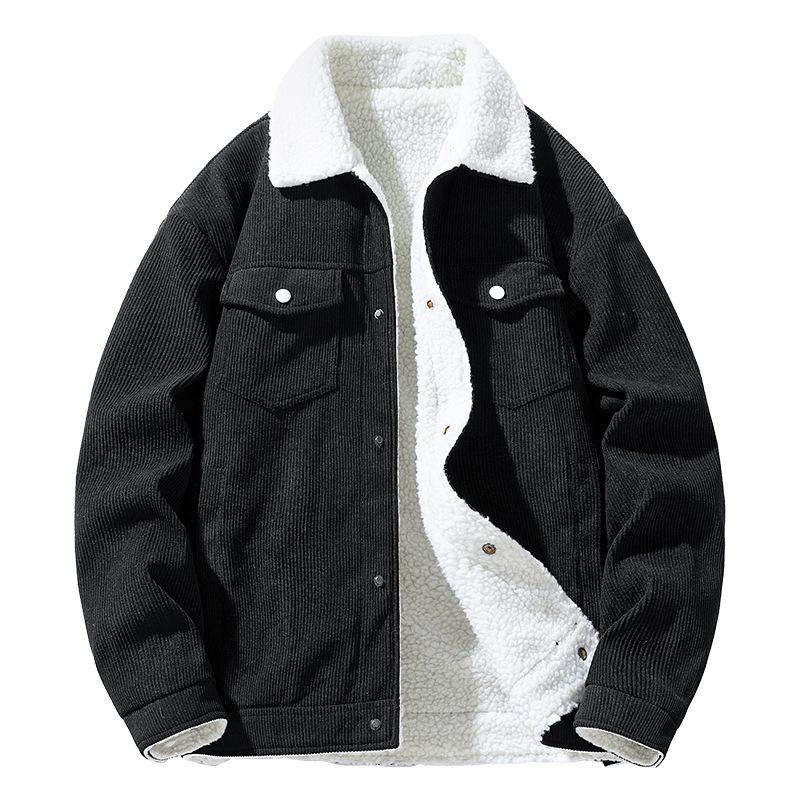 Cross-Border Autumn and Winter New Style Velvet Warm Corduroy Jacket Men's Trendy Lapel Cashmere Jacket Loose and Casual