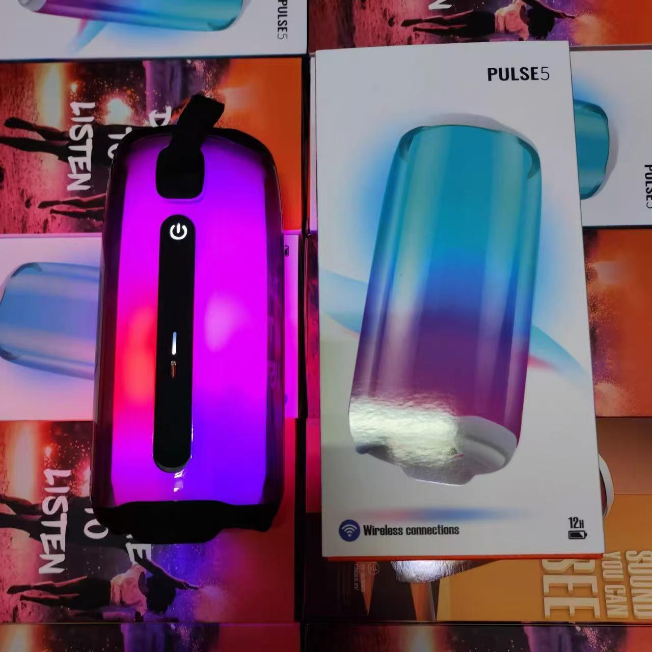 Cross-Border Pulse5 Large Portable Bluetooth Speaker with Full-Screen Colorful Lights and Heavy Bass for Desktop Use