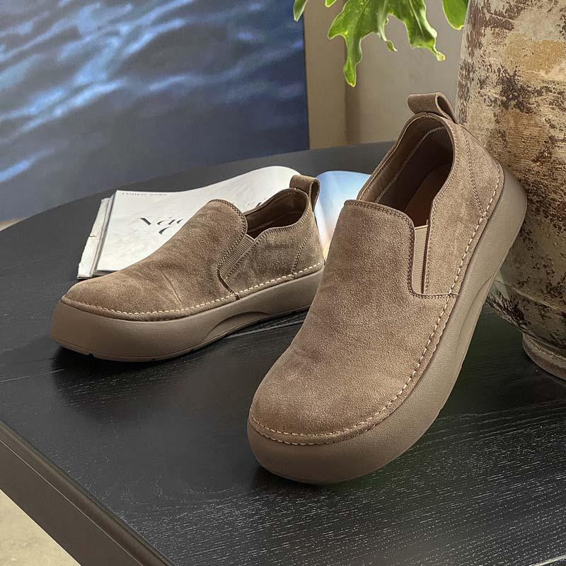 Trendy Retro Loafers, Slip-On Lazy Shoes, Suede Leather Casual Men's Shoes, Genuine Leather Breathable Thick-Soled Sneakers