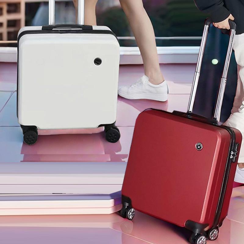 Solid Color 20inch Suitcase for Women 18inch Multifunctional Small Carry-On Suitcase Gift Trolley Case Travel Charging Password Lock Suitcase