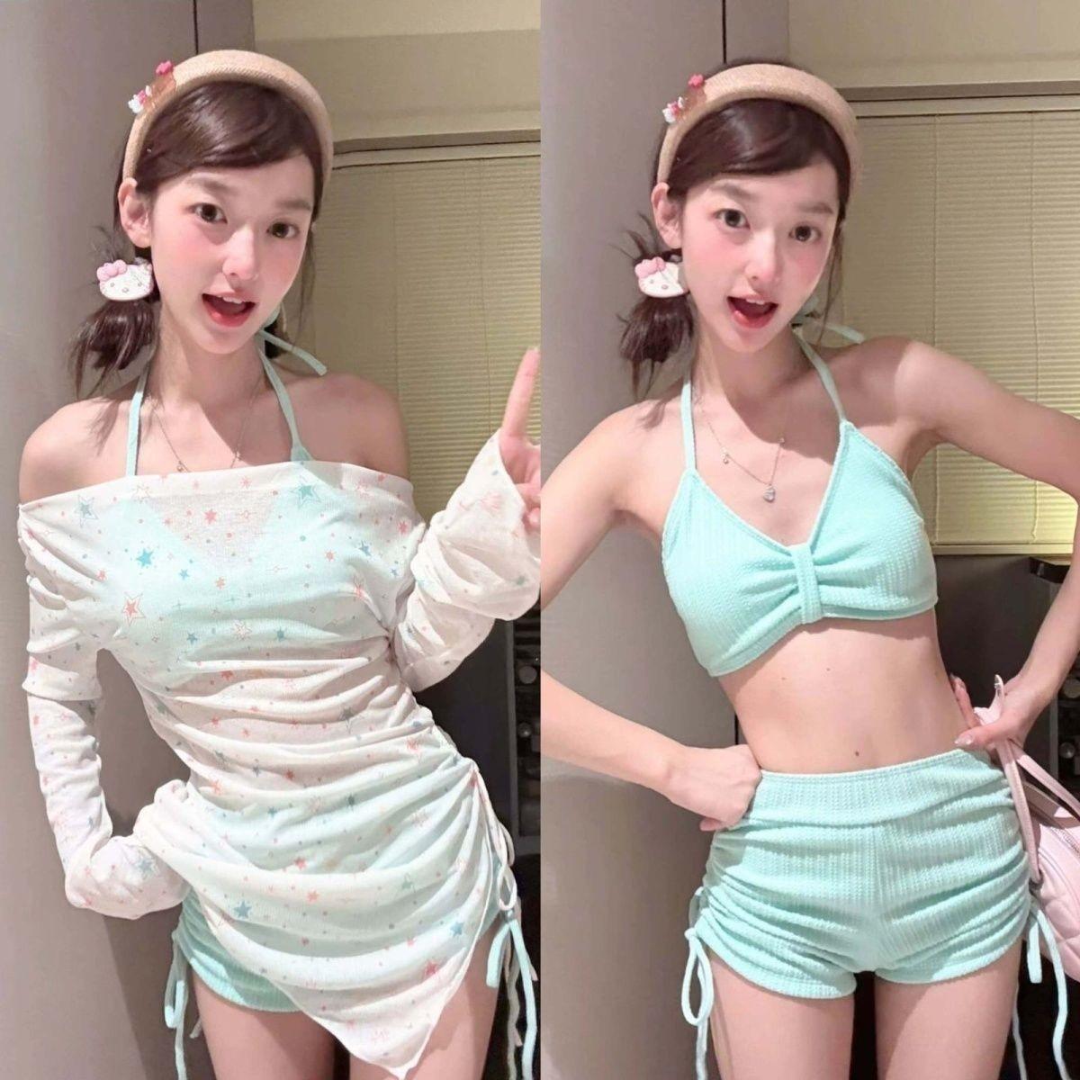 Wholesale Three-Piece Swimsuit Set, Perfect for Island Vacations, Sun Protection Outerwear, Pure and Alluring, Covers the Body, Shows Off the Complexion, Sweet and Youthful Bikini