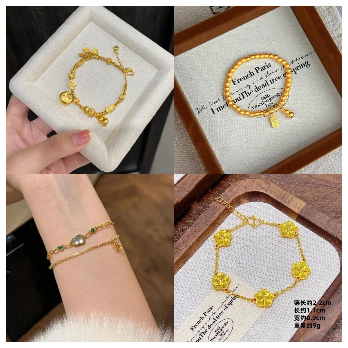 Gold Store Same Style Sand Gold Fortune Gourd Bracelet for Women, Various Designs, Imitation Gold Bracelet, Light Luxury High-End Jewelry