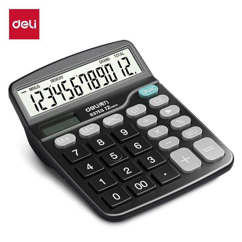 Deli 837Es Calculator Student Financial Accounting Special Large Screen Solar Dual Power Calculator