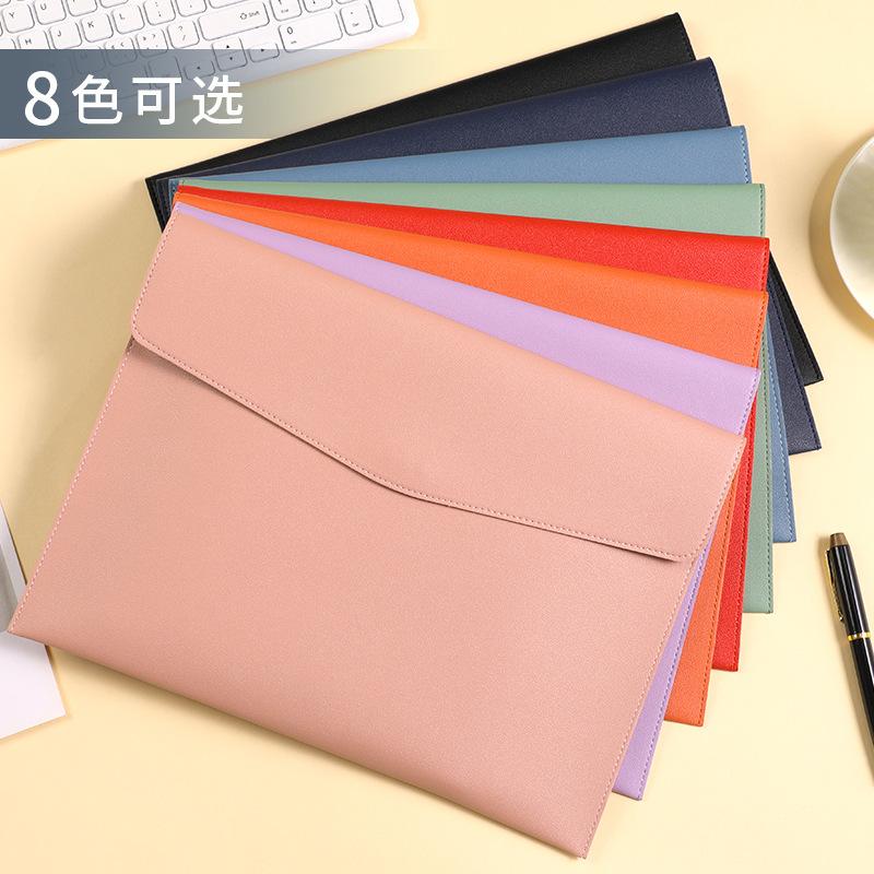 Cross-border A5 document storage bag, leather document bag, customizable with logo, A4 file folder, document bag