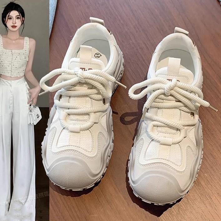 Sports Shoes for Women 2026 New Popular Spring and Summer Thick-Soled Versatile White Shoes Soft-Soled Lightweight Running Casual Shoes