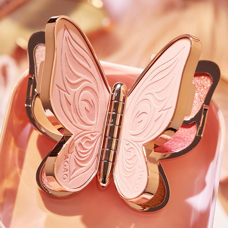 AGAG Butterfly Eye Shadow 6 Color Lucky Koi Pearlescent Sequins Glitter Matte Earth Color Novice Niche Makeup