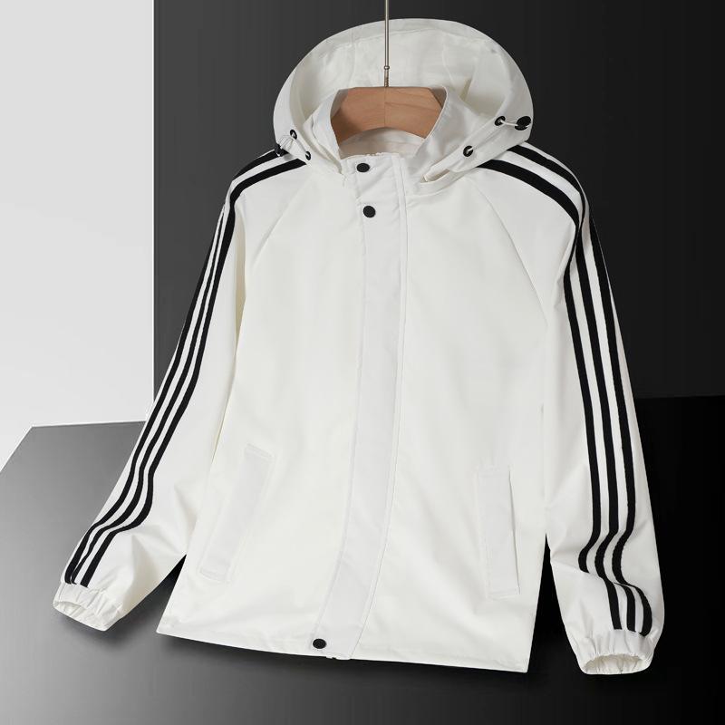 Men's Spring and Autumn Trendy Brand Three-Stripe Hooded Jacket Loose Casual Sports Thin Top Coat