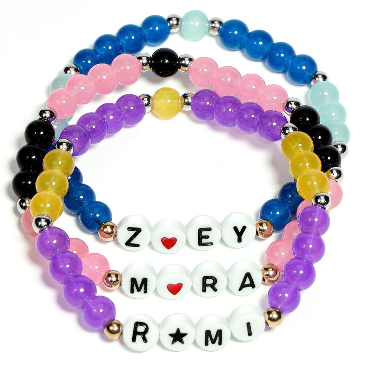 Amazon Best Selling Letter Beaded Bracelet Women's Acrylic Letter Demon Hunter Elastic Glass Set Bracelet