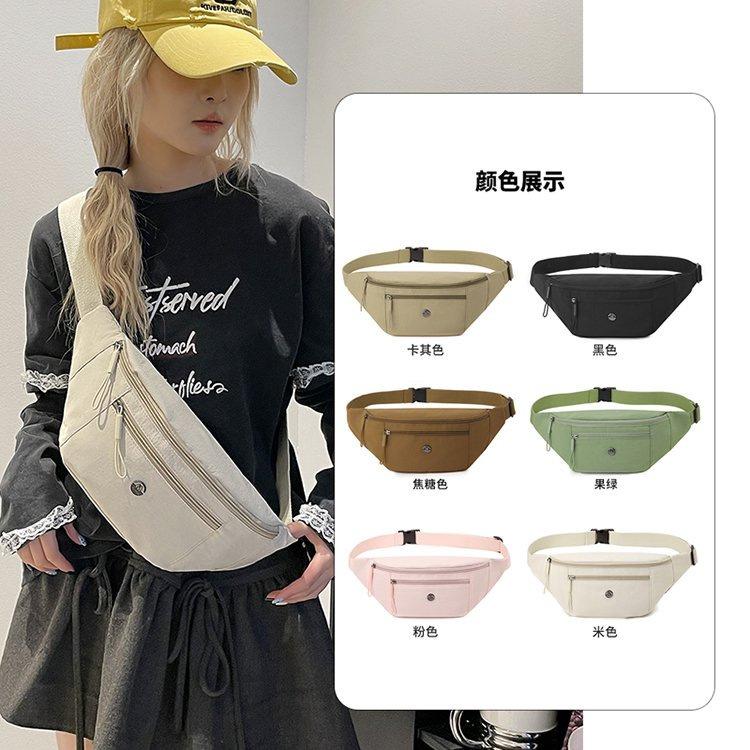 Wholesale of new fashionable nylon shoulder bags, sports and casual waist bags, simple solid color women's chest bags, crossbody bags, and backpacks