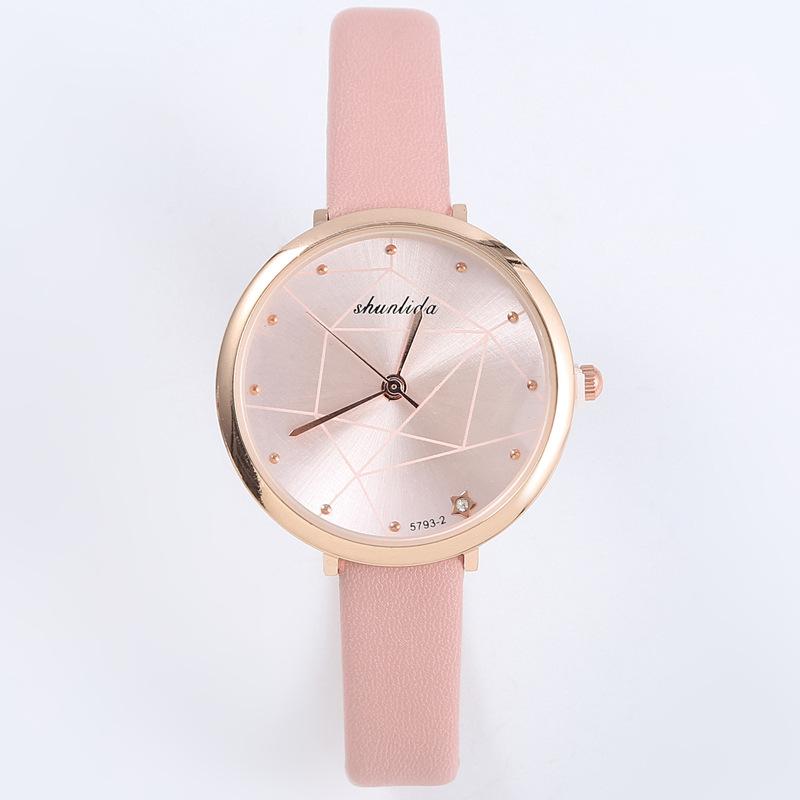 Casual Simple and Fresh Leather Strap Women's Watch Geometric Pattern Fashion Quartz Watch Student Watch Wholesale Watch