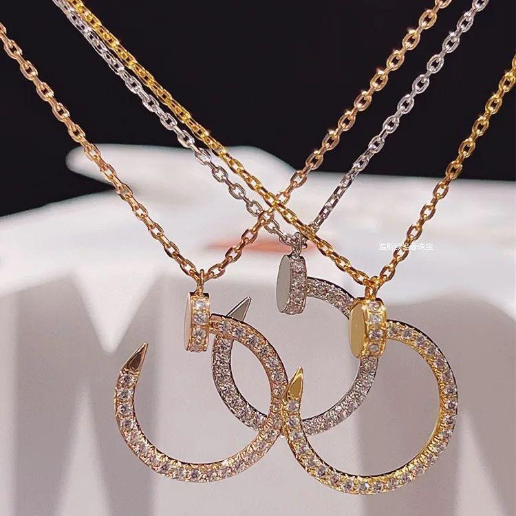 Fashionable High-end Hook Nail Diamond Pendant Necklace Cool Niche Design Simple Luxury Women's Collarbone Chain