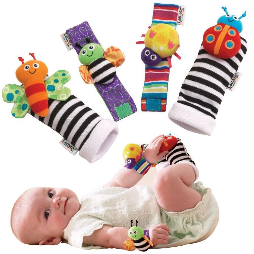 Foreign trade hot baby watch with wrist strap socks socks generation hair baby hand strap rattle a set of 4