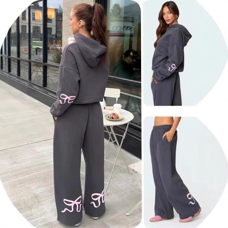 Trendy Brand Cross-border Amazon No Hat Rope No Leg Women's plus size Sweatshirt Sweatpants Loose Casual fleece-lined Casual Wear
