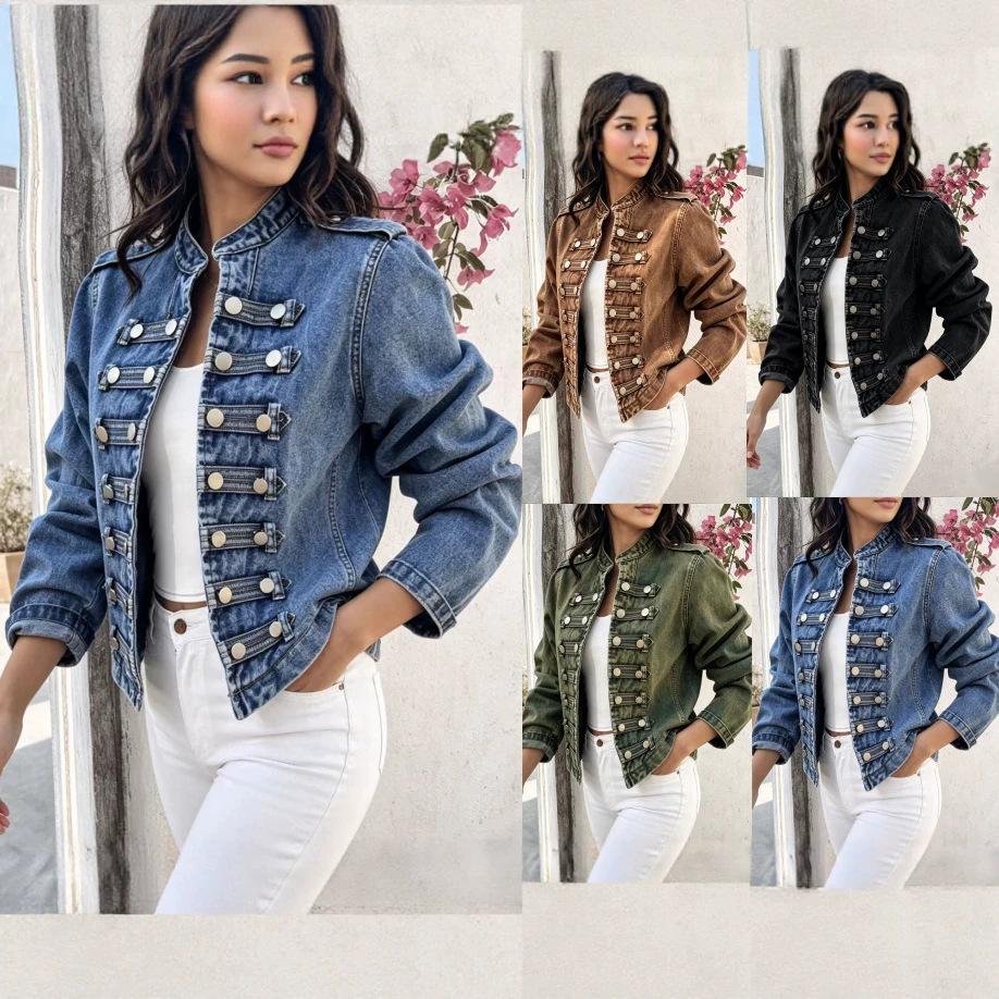 Cross-border European and American Amazon denim jacket vest new style jacket fashionable versatile independent designer long-sleeve women's clothing