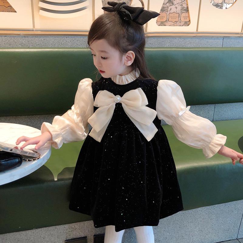 Girls Spring and Autumn Dress French Style Children's Clothing 2025 New Black Baby Girl Children's Spring Princess Dress