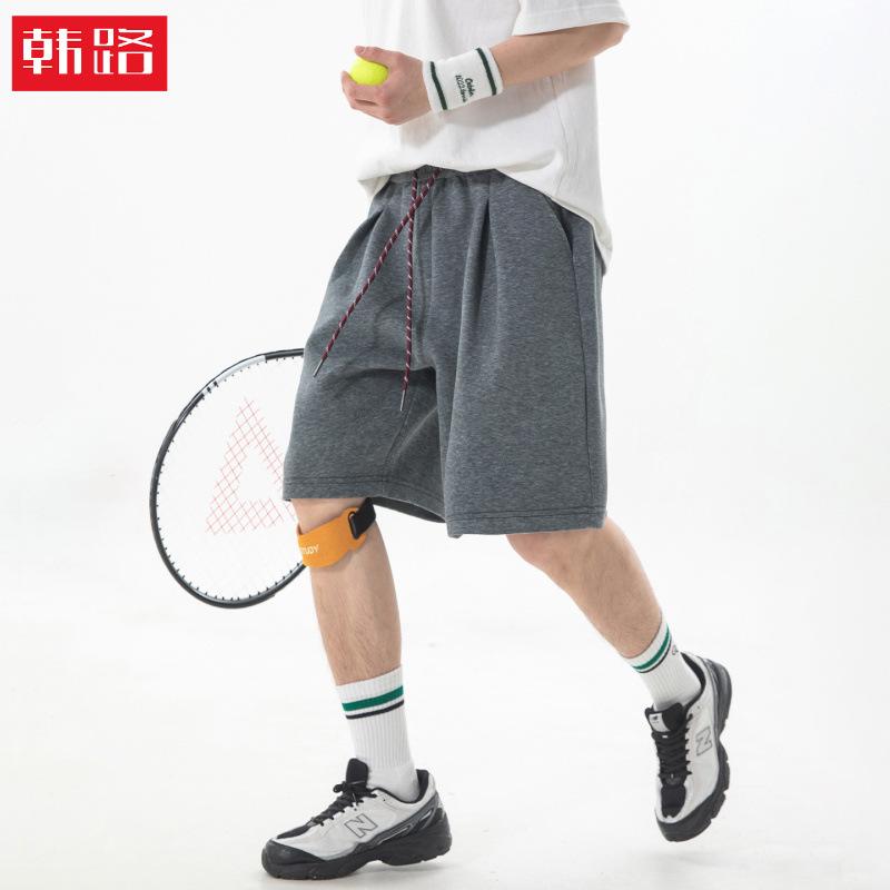 Men's Summer Sports Shorts with Color-Blocking Drawstring, Pleated Retro Style, Breathable Loose Casual Five-Point Pants