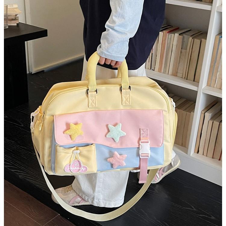 Japanese and Korean style cute casual travel bag for women, high-quality, lightweight, handheld, crossbody, gym bag, short trip travel bag