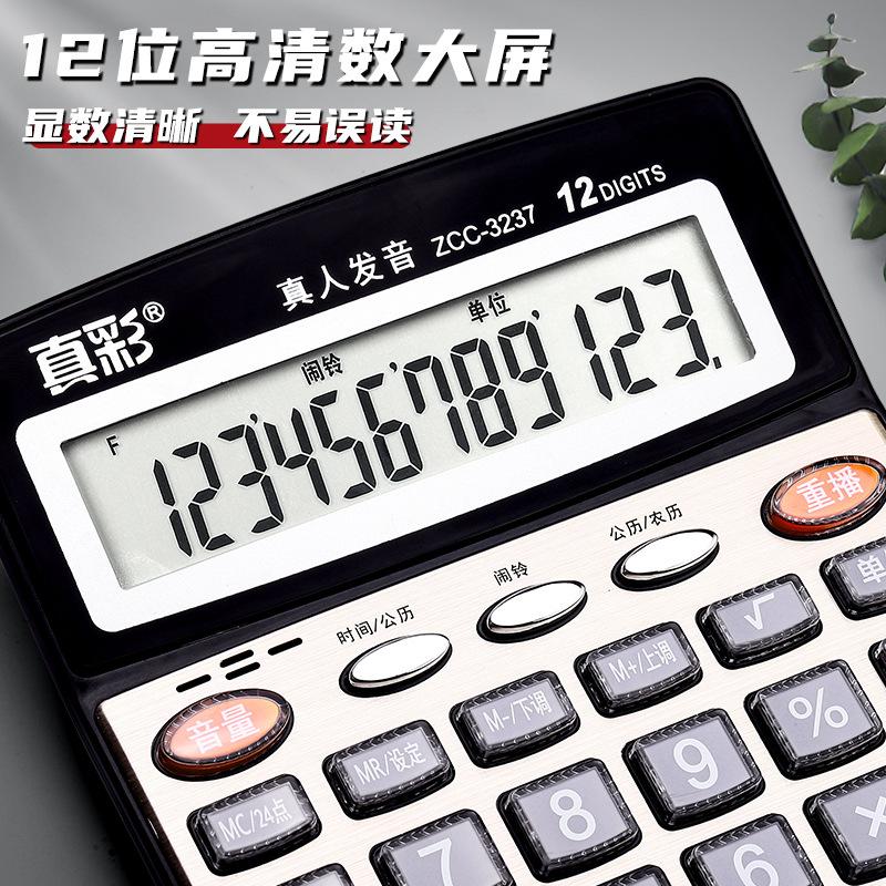 True Color Financial Calculator Accounting Special Battery Calculator Large Office with Voice Computing Machine Office