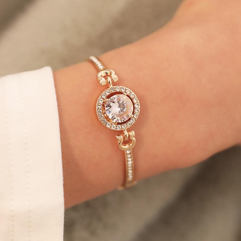Hot Selling Fashion Full Diamond Gem Bracelet Women's Simple Eight Arrows Heart-piercing Zircon Bracelet Cross-border Jewelry Factory Supply