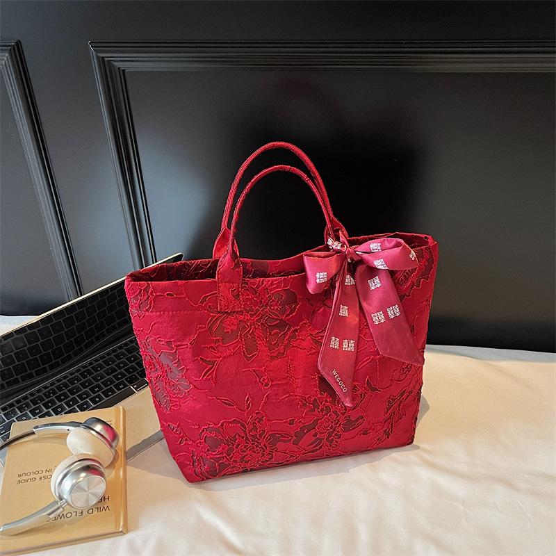 New Red Large-Capacity Shoulder Bag Bride Female Mother Bag Wedding Texture Wedding Bag Tote Bag Handbag