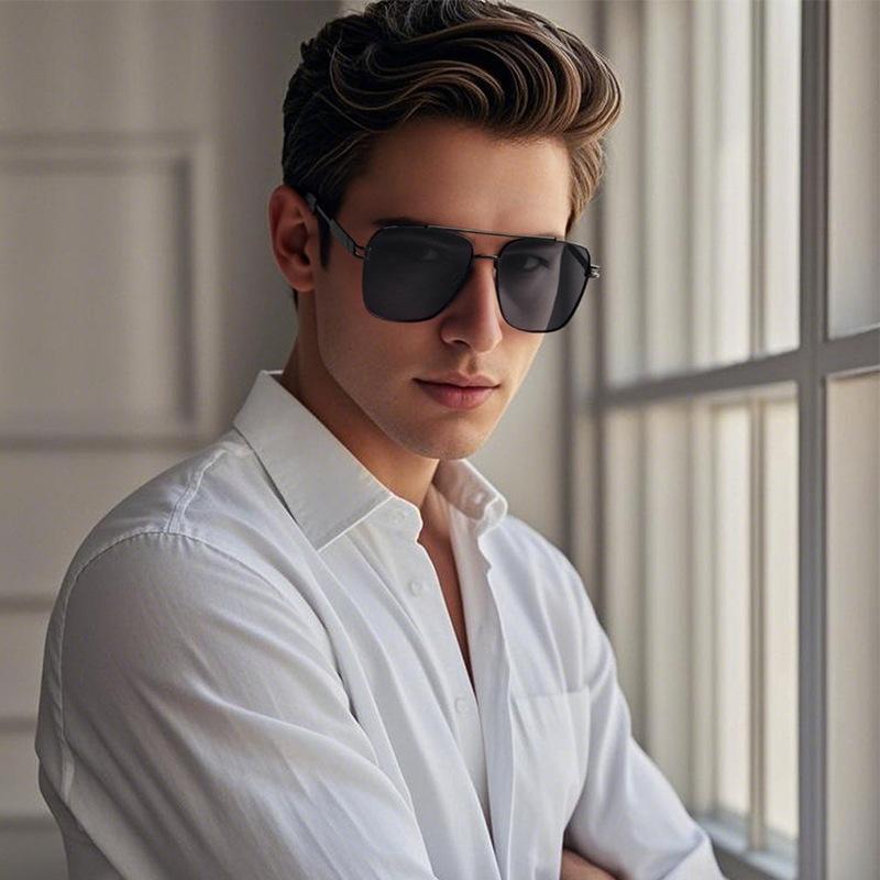 Men's Sunglasses with a Cool and High-End Vibe, 2026 New Retro Double-Bridge Design, Uv Protection, Specifically for Driving