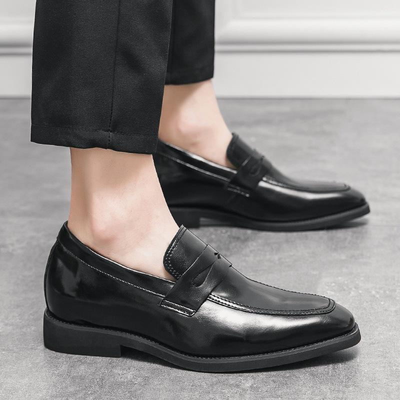 Invisible Inner Heightening 6cm Business Casual Shoes Cross-Border Men's Toe-Toe Leather Shoes European and American Simple Formal Men's Shoes